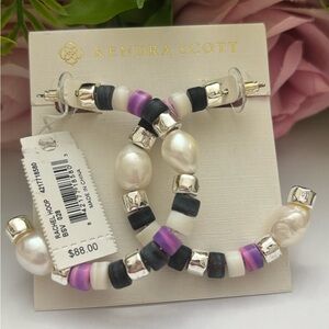 NWT Kendra Scott Rachel Gold Hoop Earrings In purple Mix.